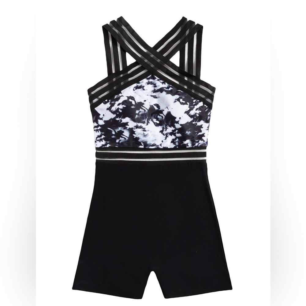 Women's Tie Dye Criss Cross Shorts One Piece Swimsuit size M